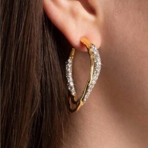 ALEXIS BITTAR Intertwined Gold Two Tone Pave’ Hoop Earrings Solanales AP17